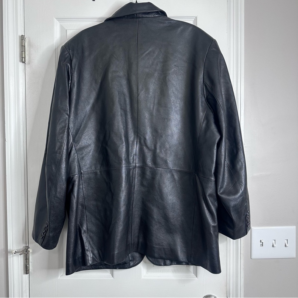 Roundtree & Yorke Black Leather Blazer Jacket - Picture 14 of 14